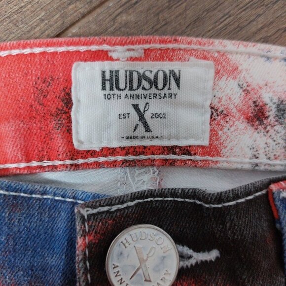 HUDSON Junior Women 24 “Nico” Mid-Rise Super Skinny Jegging Jeans Red White Blue - Picture 10 of 16